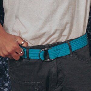 Bright Blue Double D-Ring Canvas Belt